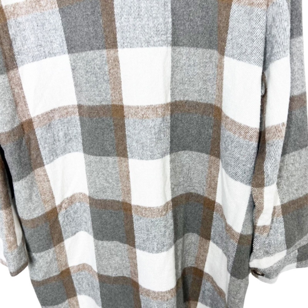 KatyDID Womens Plaid Shacket Long‎ Sleeve Button Down Oversized Shirt Jacket - Picture 13 of 16